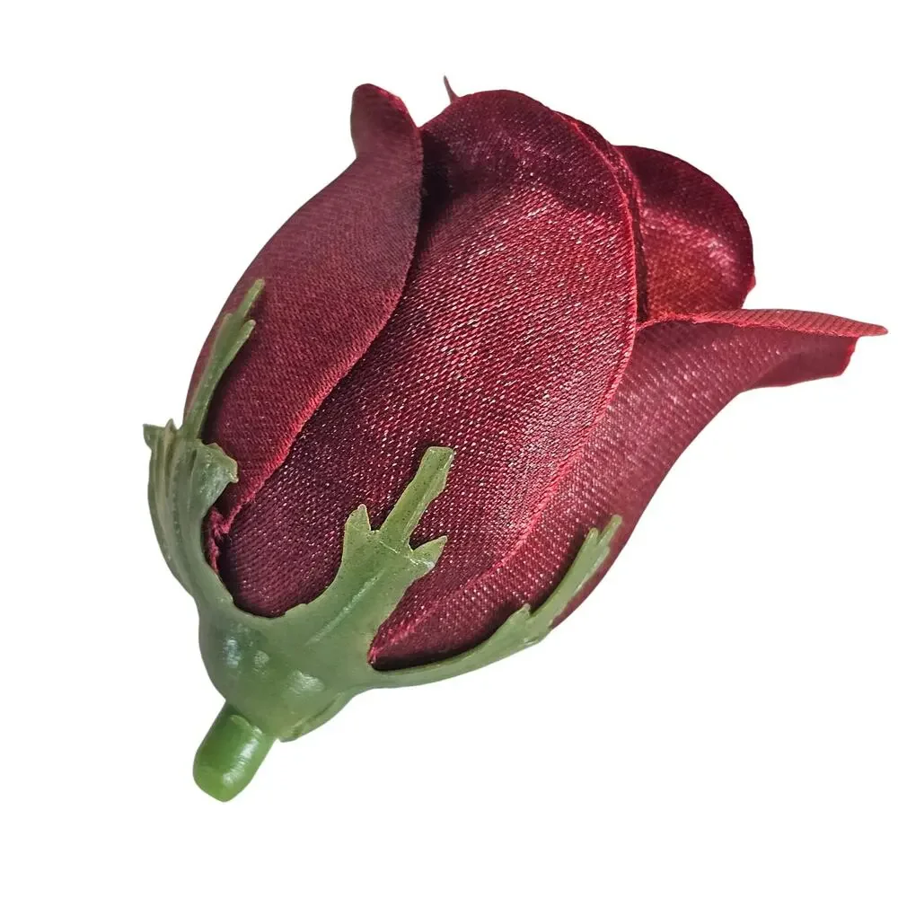 50 Burgundy Red Satin Rose Buds Stemless Wedding Floral Craft DIY 2 inch Flowers
